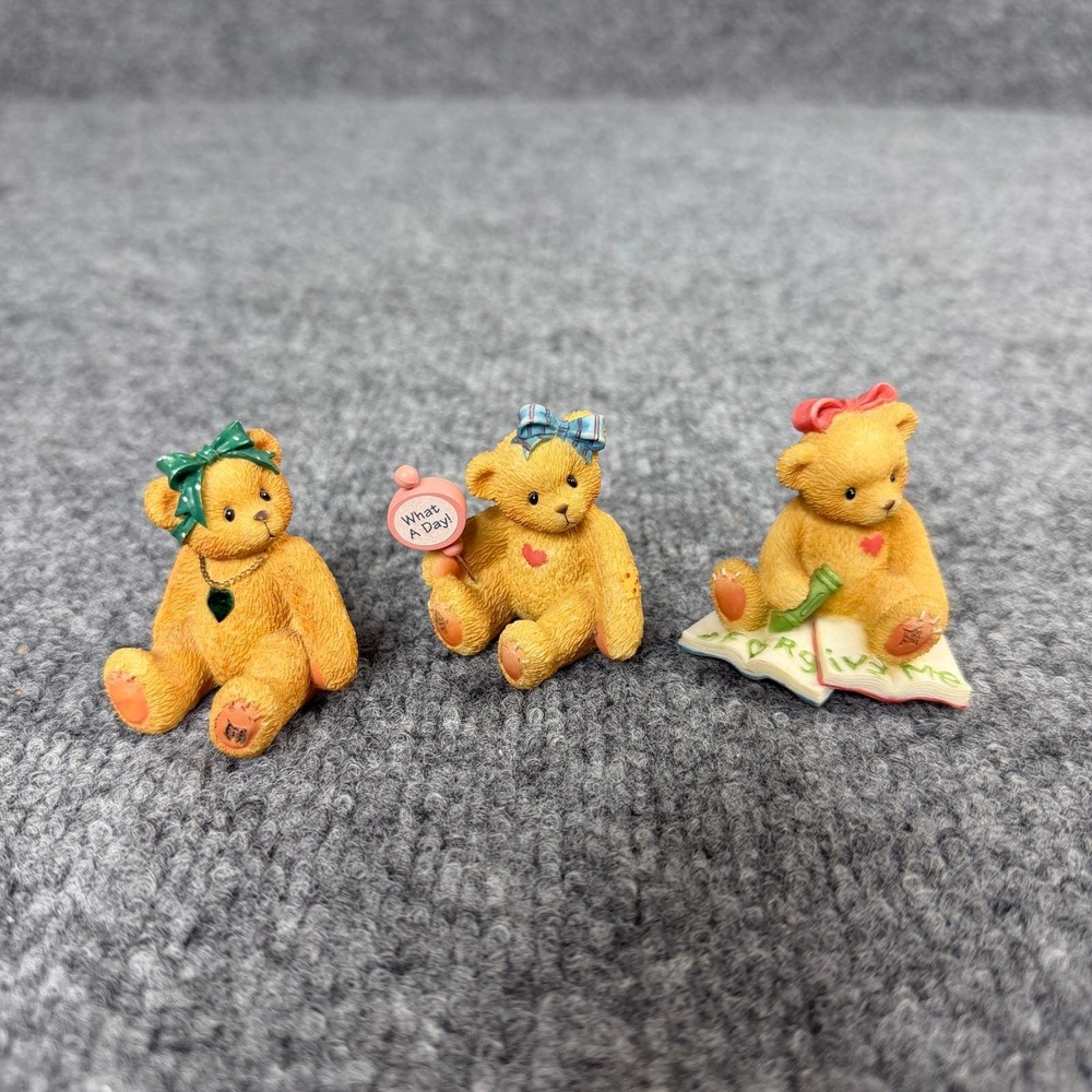 Vintage 90s Cherished Teddies Figurines Lot of 3 Assorted Bear Collectibles